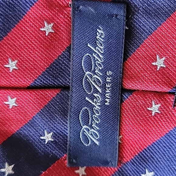 NWT Brooks Brothers Red and Blue Striped Star Tie - Picture 2 of 5